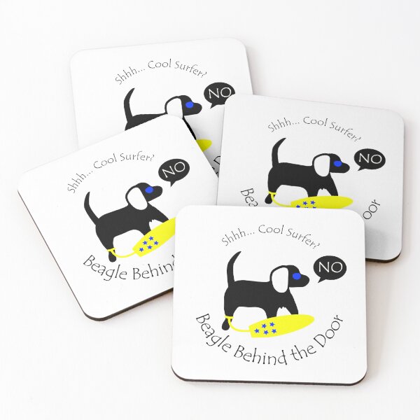 Item preview, Funny Beagle Cool Surfer Behind the Door Black Text designed and sold by Na7nasColorShop.