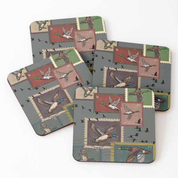 Item preview, Flying ducks vintage stamps designed and sold by InkRiot Studios.