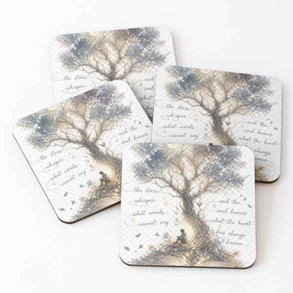 Item preview, The Stars Whisper What Words Cannot Say Inspirational Book Tree Quote Art designed and sold by redblink store.