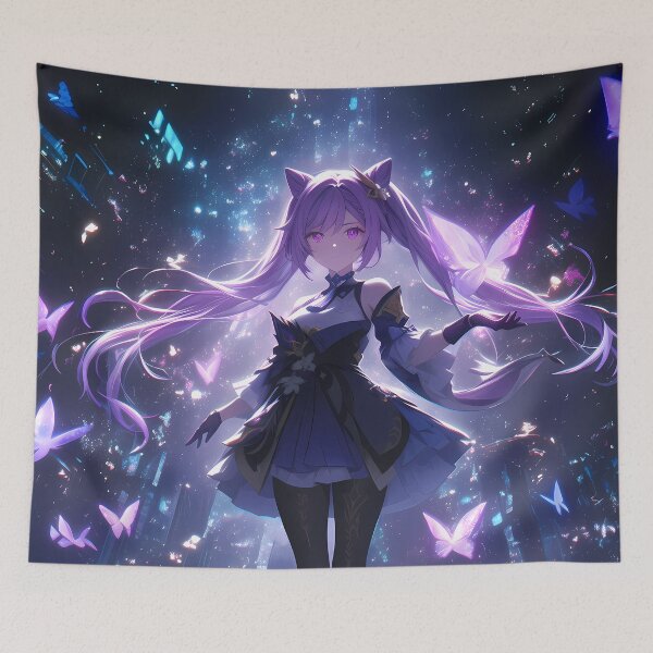 Item preview, Keqing Genshin Impact Violet Aura Magic Circle Cosmic Starlight designed and sold by SuperTeamCanada.