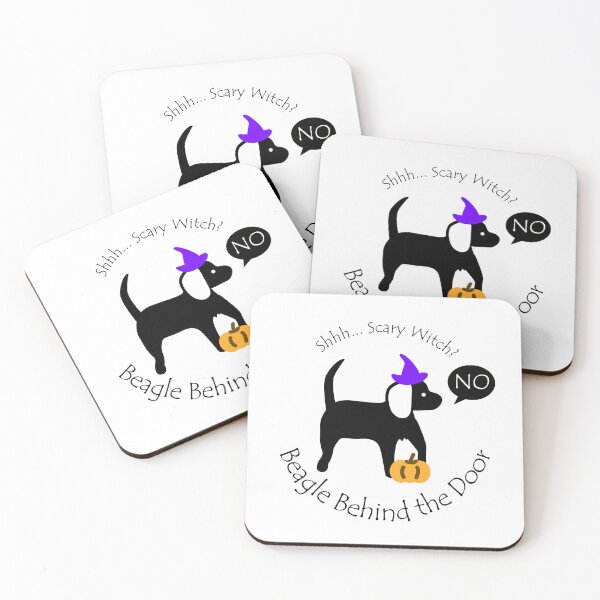 Item preview, Funny Beagle Scary Witch Behind the Door Black Text designed and sold by Na7nasColorShop.