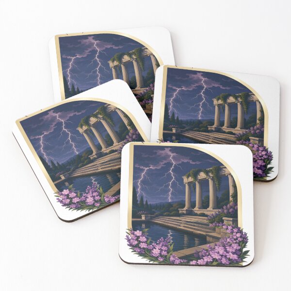Item preview, RAY Storm Night | Purple Lightning Temple Landscape Art designed and sold by RAYapparel.