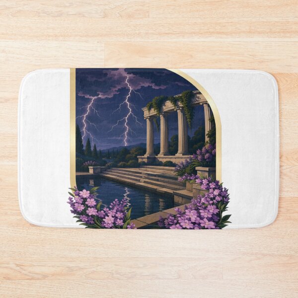Item preview, RAY Storm Night | Purple Lightning Temple Landscape Art designed and sold by RAYapparel.