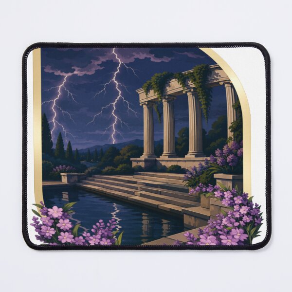 Item preview, RAY Storm Night | Purple Lightning Temple Landscape Art designed and sold by RAYapparel.