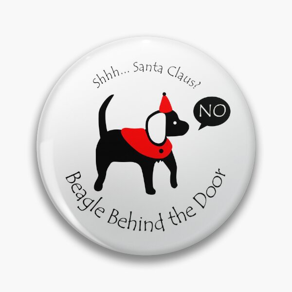Item preview, Funny Beagle Santa Claus Behind the Door Black Text designed and sold by Na7nasColorShop.