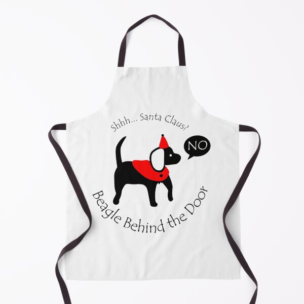 Item preview, Funny Beagle Santa Claus Behind the Door Black Text designed and sold by Na7nasColorShop.