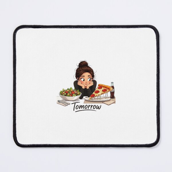 Item preview, Diet Tomorrow Funny Girl Choosing Pizza Over Salad Illustration designed and sold by Northern Glow Art.
