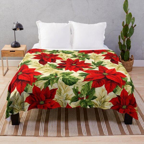 Artikelvorschau, Weihnachtssternblumen und Stechpalmen Vintage-Weihnachtsmuster entworfen und verkauft von DEC02.