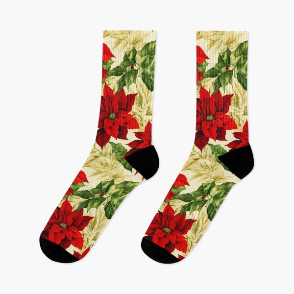 Item preview, Christmas Poinsettia Flowers And Holly Vintage Xmas Pattern designed and sold by DEC02.