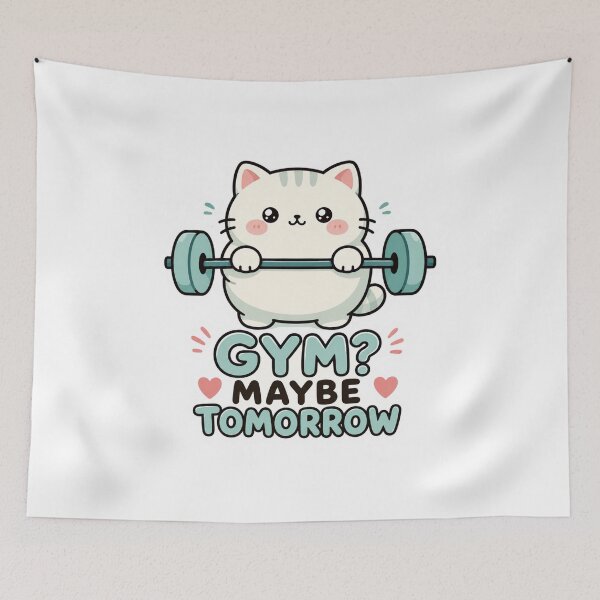 Item preview, Gym Maybe Tomorrow Cute Kawaii Cat Fitness Humor designed and sold by Digistore1221.