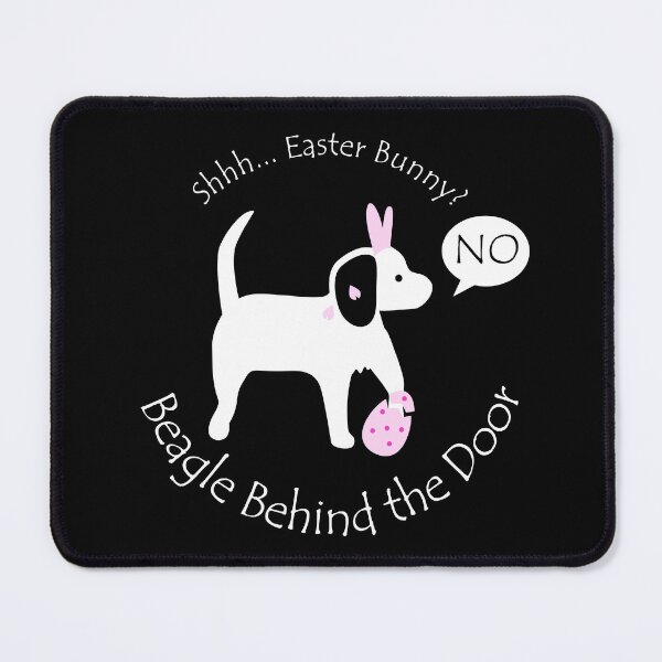 Item preview, Funny Beagle Easter Bunny Behind the Door White Text designed and sold by Na7nasColorShop.