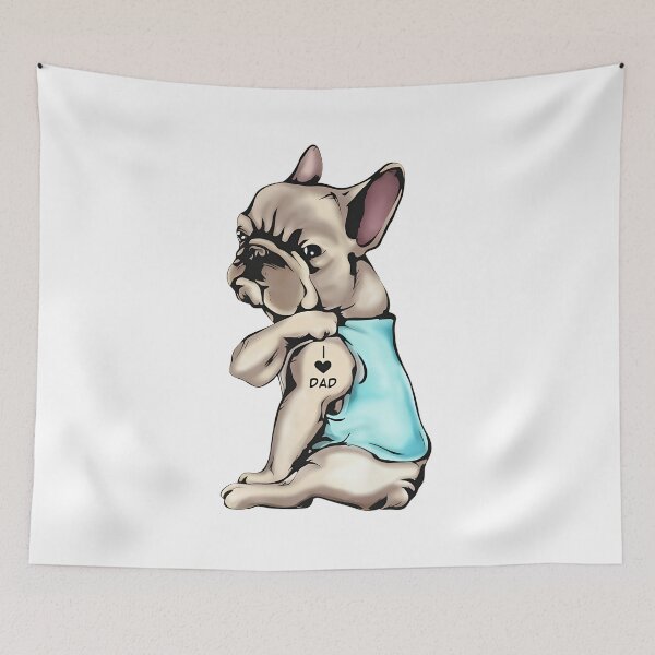 Item preview, Frenchie Wears Blue & Flexes Loving Tattoo designed and sold by StranHabesre51.