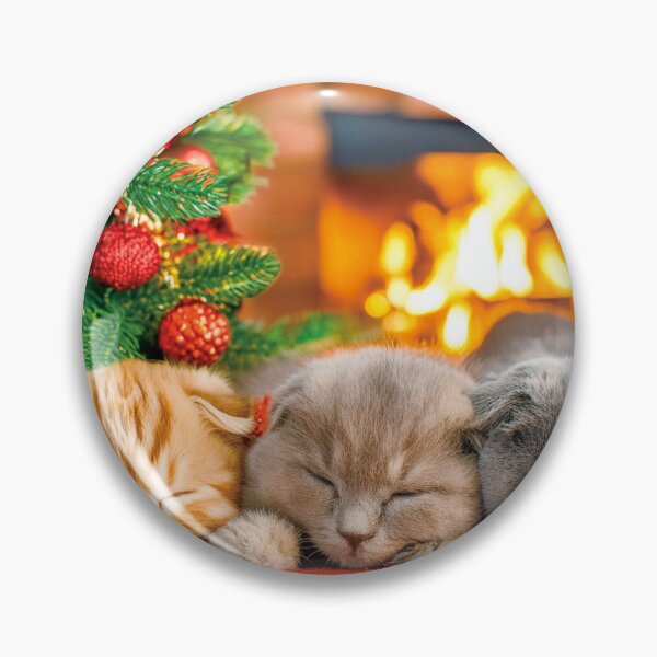 Item preview, Sleeping Christmas Kittens Cozy Fireplace Winter designed and sold by OsakaYumeWorks.