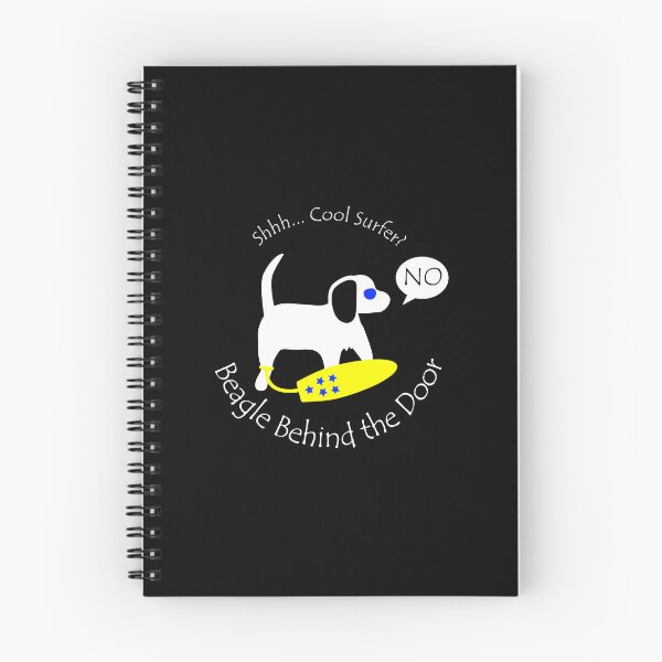 Item preview, Funny Beagle Cool Surfer Behind the Door White Text designed and sold by Na7nasColorShop.
