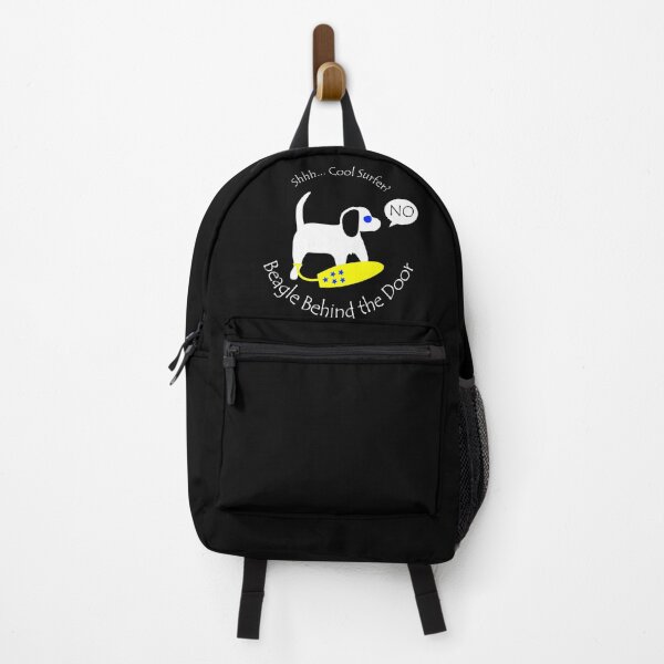 Item preview, Funny Beagle Cool Surfer Behind the Door White Text designed and sold by Na7nasColorShop.