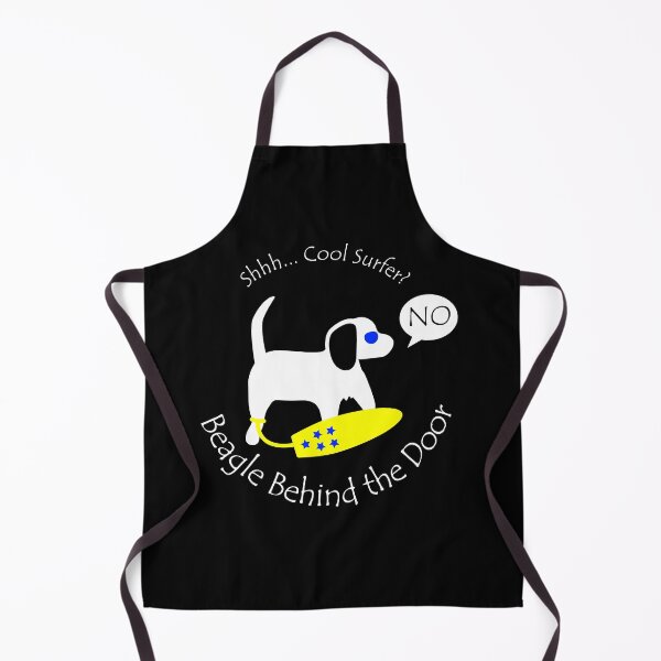 Item preview, Funny Beagle Cool Surfer Behind the Door White Text designed and sold by Na7nasColorShop.