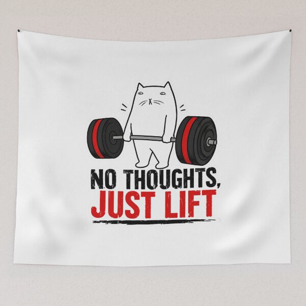 Item preview, No Thoughts Just Lift Funny Cat Gym Weightlifting designed and sold by Digistore1221.