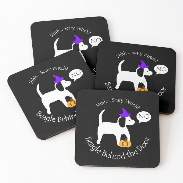 Item preview, Funny Beagle Scary Witch Behind the Door White Text designed and sold by Na7nasColorShop.