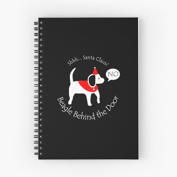 Item preview, Funny Beagle Santa Claus Behind the Door White Text designed and sold by Na7nasColorShop.