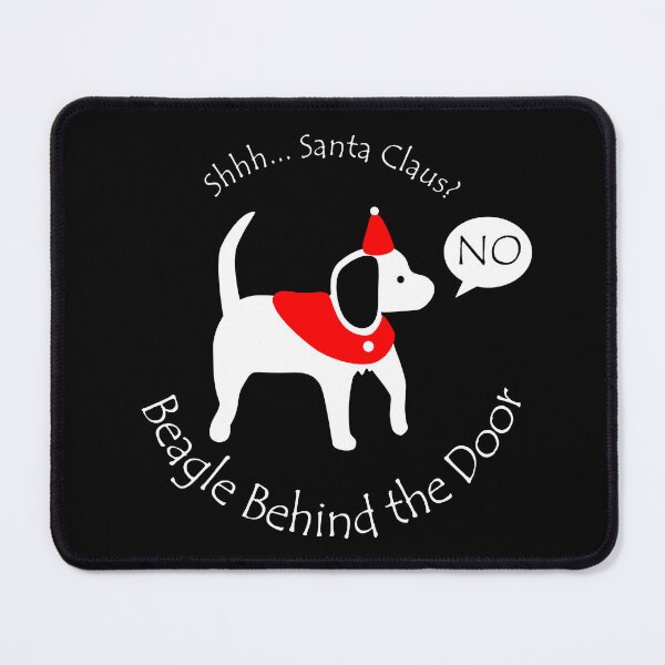 Item preview, Funny Beagle Santa Claus Behind the Door White Text designed and sold by Na7nasColorShop.