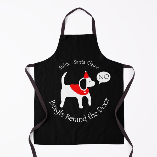 Item preview, Funny Beagle Santa Claus Behind the Door White Text designed and sold by Na7nasColorShop.