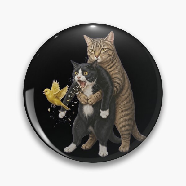 Item preview, Funny Cat Heimlich Maneuver Illustration - Quirky Tuxedo Cat and Bird Art designed and sold by haitrieuic96.