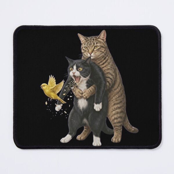 Item preview, Funny Cat Heimlich Maneuver Illustration - Quirky Tuxedo Cat and Bird Art designed and sold by haitrieuic96.