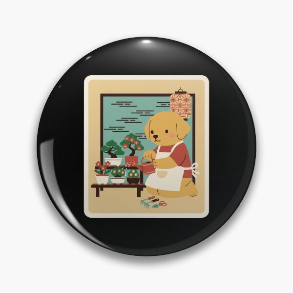 Item preview, Cute Gardening Puppy Watering Bonsai Plants in Cozy Kawaii Style designed and sold by JordynLadukeg65.