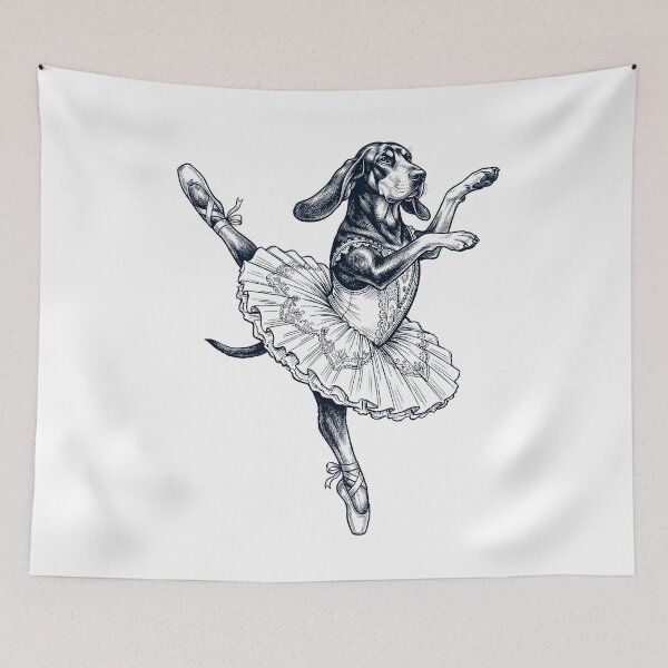 Item preview, Vintage Black and Tan Coonhound Ballet Dancer Ballerina Dog Lover designed and sold by dian-rody-crest.