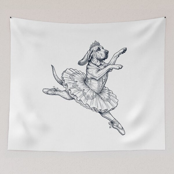 Artikelvorschau, Vintage Bloodhound Balletttänzerin Ballerina Hundeliebhaber entworfen und verkauft von dian-rody-crest.