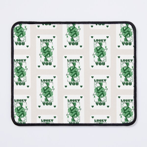 Item preview, Green Retro Aesthetic Queen of Hearts Playing Card Artwork, Lucky You Positive Affirmations Quote, Law of Attraction designed and sold by SpringTeaDesigns.