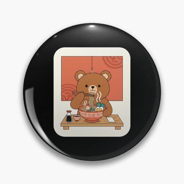 Item preview, Cute Bear Eating Noodles in Cozy Japanese-Inspired Dining designed and sold by JordynLadukeg65.