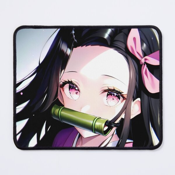 Item preview, Nezuko Kamado Demon Slayer Pink Kimono Bamboo Sparkle Portrait designed and sold by PMartistStudio.