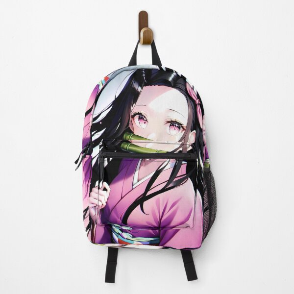Item preview, Nezuko Kamado Demon Slayer Pink Kimono Bamboo Sparkle Portrait designed and sold by PMartistStudio.