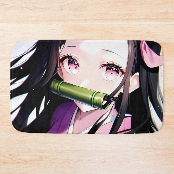 Item preview, Nezuko Kamado Demon Slayer Pink Kimono Bamboo Sparkle Portrait designed and sold by PMartistStudio.