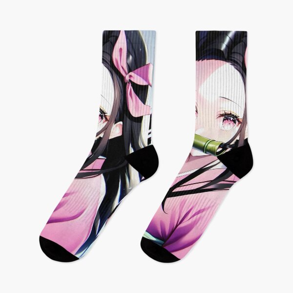 Item preview, Nezuko Kamado Demon Slayer Pink Kimono Bamboo Sparkle Portrait designed and sold by PMartistStudio.