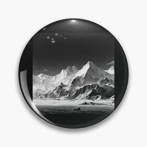 Item preview, Black and White Snowy Mountain Range Landscape designed and sold by inkoutninja.