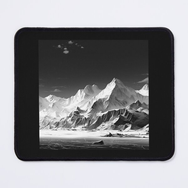 Item preview, Black and White Snowy Mountain Range Landscape designed and sold by inkoutninja.
