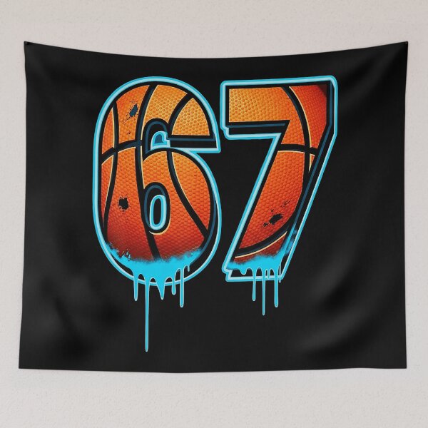 Item preview, 67 Basketball Drip Number With Neon Street Court Style designed and sold by allistermariam.