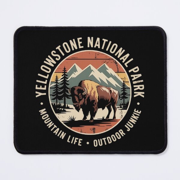 Item preview, Yellowstone National Park Bison – Vintage Mountain Outdoor Adventure designed and sold by Zizo-DR44.