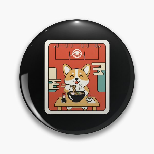 Item preview, Happy Corgi Enjoying Ramen in Cozy Kawaii Noodle Shop designed and sold by JordynLadukeg65.