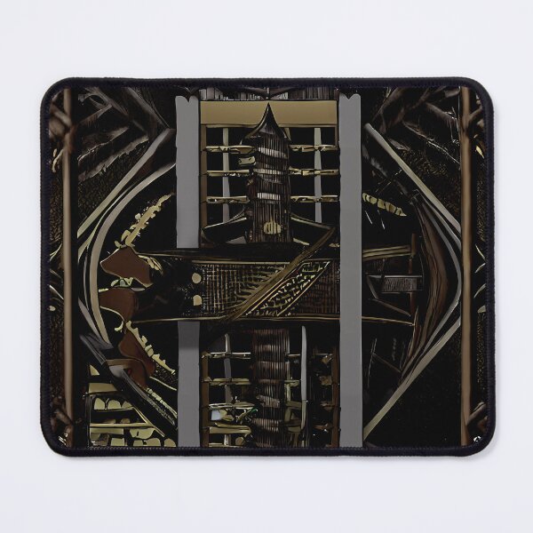 Item preview, Dark Pagoda Tower Armored Gate Interior Stair Gold Column Yokai Art designed and sold by YugenWorkshop.
