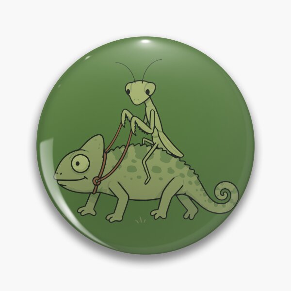 Item preview, Praying Mantis Riding a Chameleon Cute Nature designed and sold by pixiedustpaint.