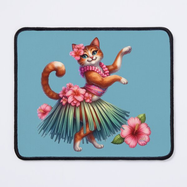 Item preview, Tropical Hibiscus Hula Cat designed and sold by CAutumnTrapp.
