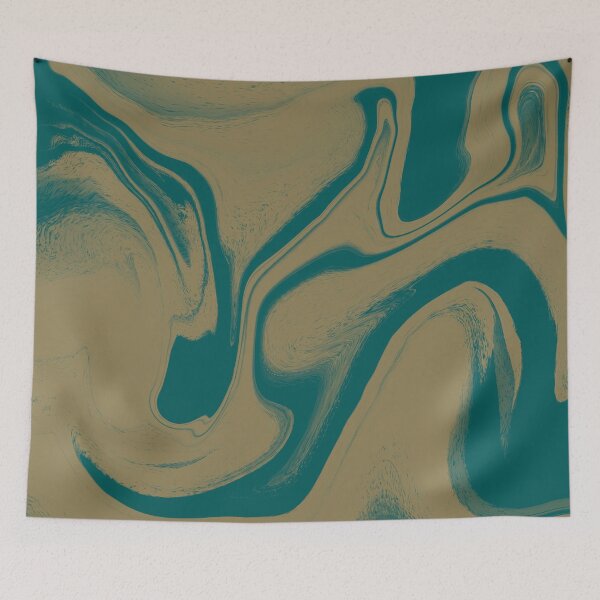 Item preview, Teal & Bronze Ocean Flow: Abstract Liquid Marble Art designed and sold by CaramelCo.