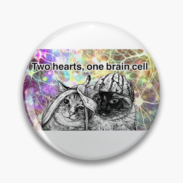 Item preview, Two Hearts, One Brain Cell – Funny Colorful Cats Meme Art designed and sold by Florvolcanica.