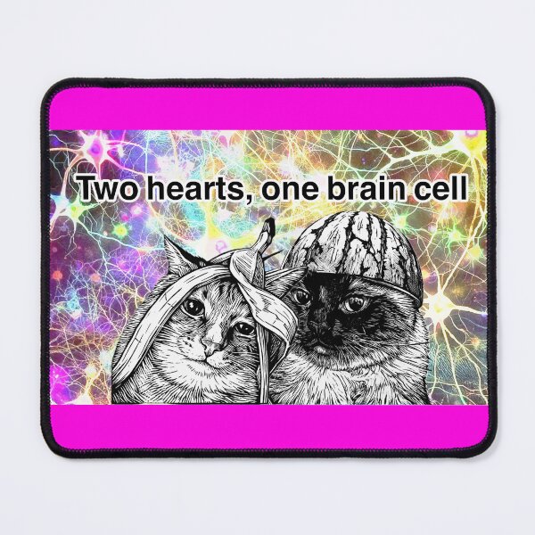 Item preview, Two Hearts, One Brain Cell – Funny Colorful Cats Meme Art designed and sold by Florvolcanica.