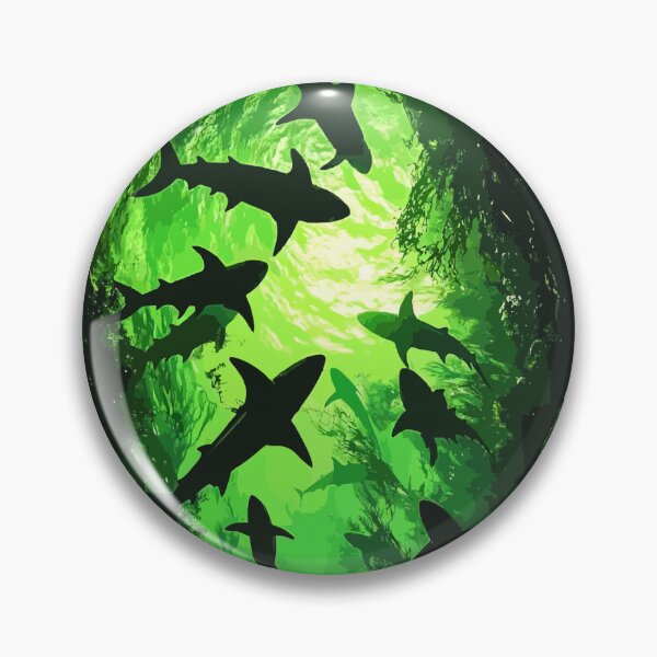 Item preview, Neon Green Shark Swarm Underwater Pattern designed and sold by Centaurosticker.