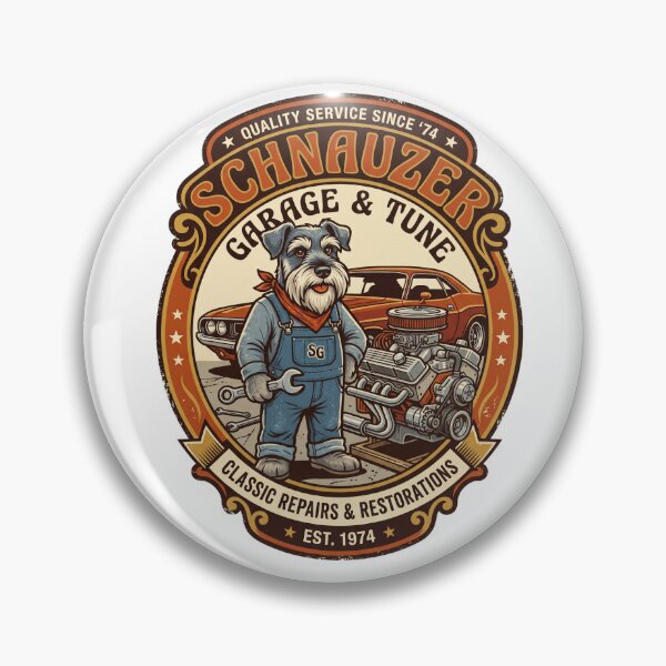 Item preview, Schnauzer Garage Mechanic Vintage Car Repair designed and sold by PictoVibe.