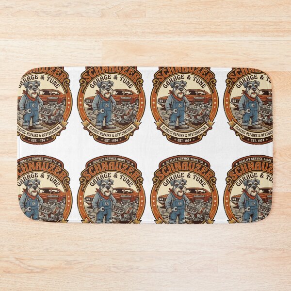 Item preview, Schnauzer Garage Mechanic Vintage Car Repair designed and sold by PictoVibe.